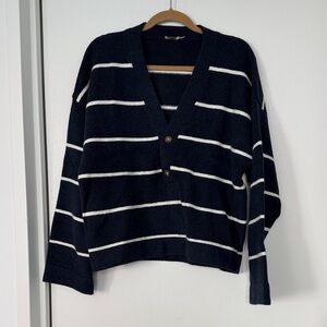 Faherty Navy and White Striped Sweater